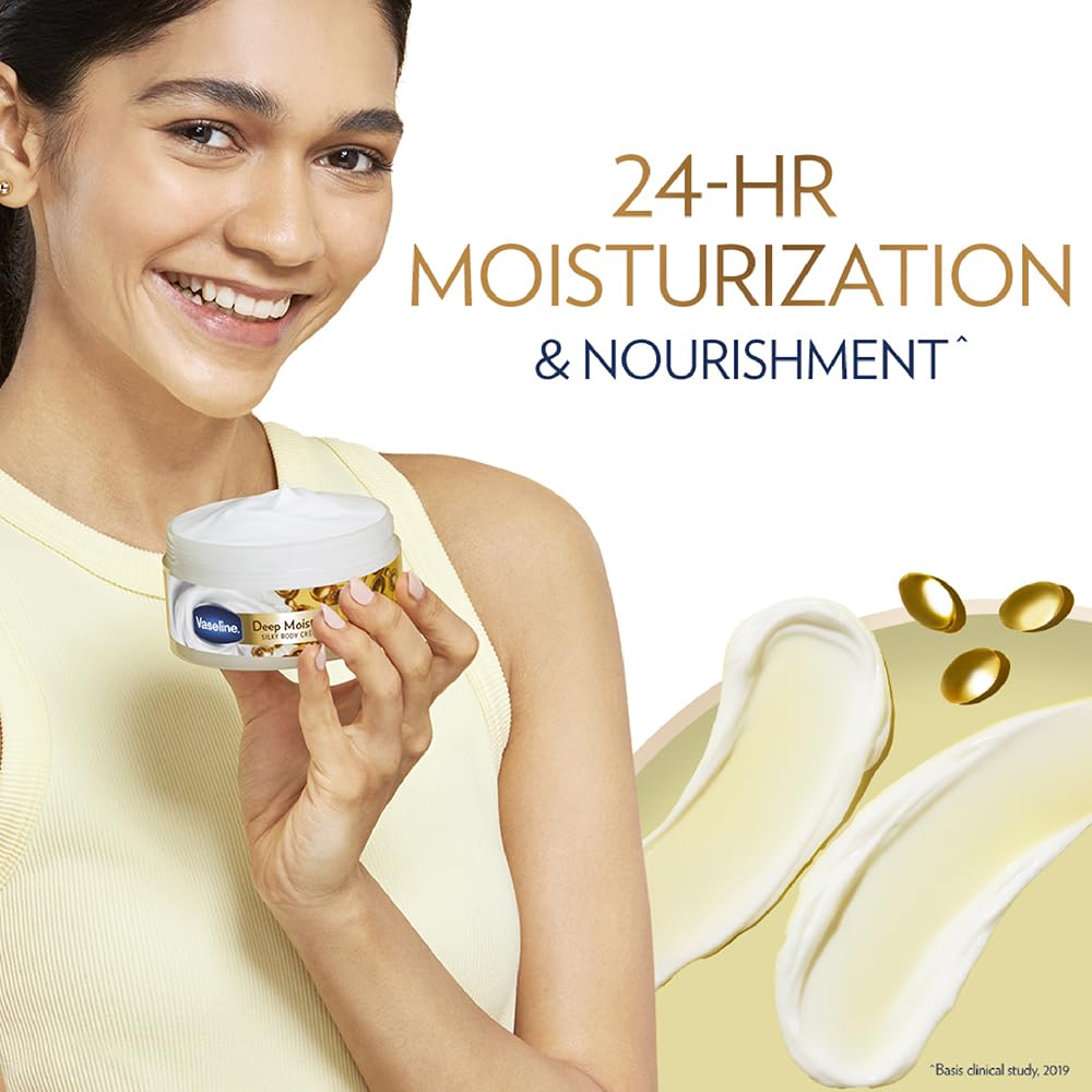 Vaseline Deep Moisture Silky Body Creme, 180 g. With Cera-Boost Technology for Silky Smooth Skin