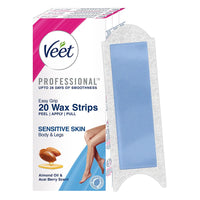 Veet Professional Waxing Strips Kit for Sensitive Skin, 20 Strips (Pack of 3) | Gel Wax Hair Removal for Women | Up to 28 Days of Smoothness | No Wax Heater or Wax Beans Required