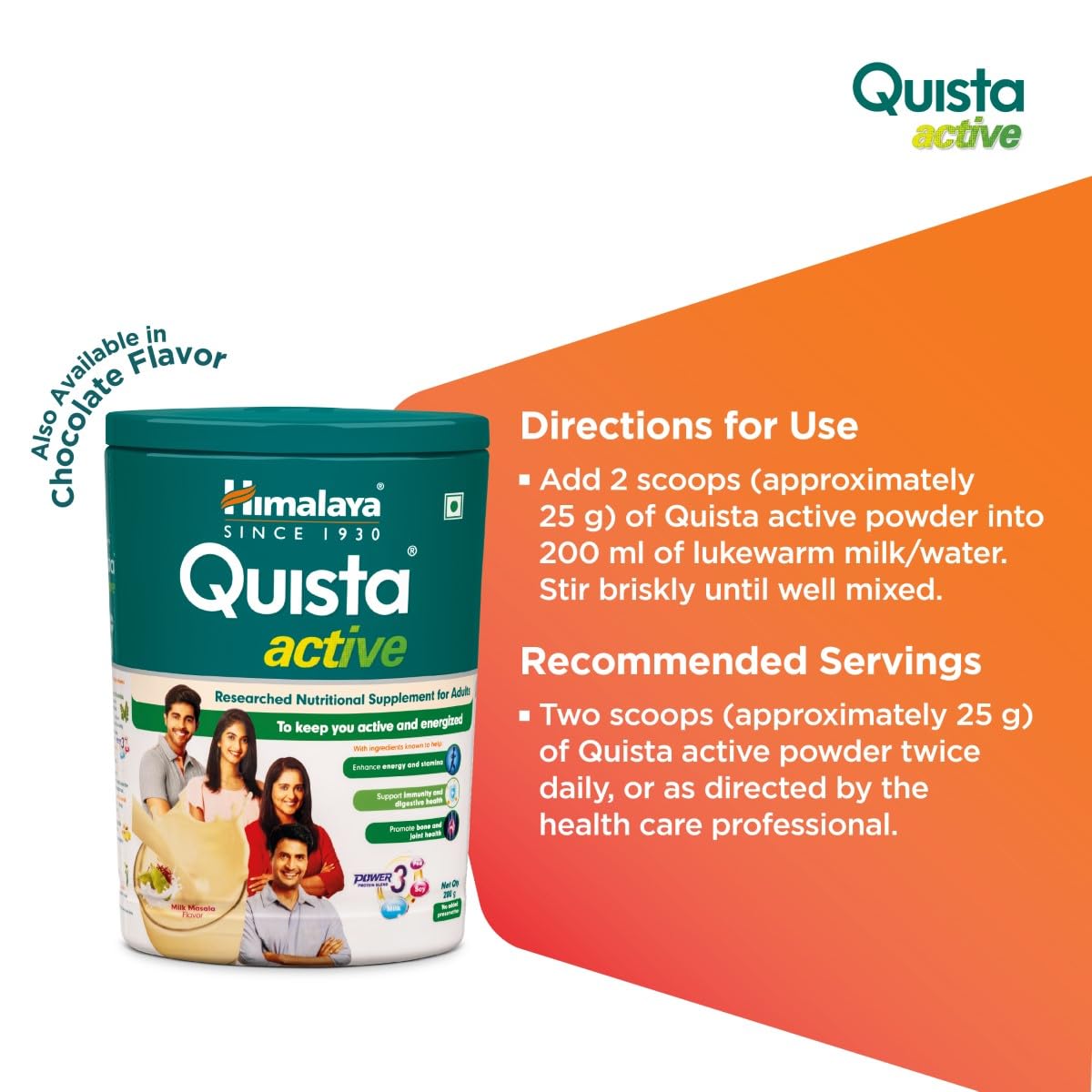 Himalaya QUISTA ACTIVE Powder 200G (MILK MASALA FLAVOUR)