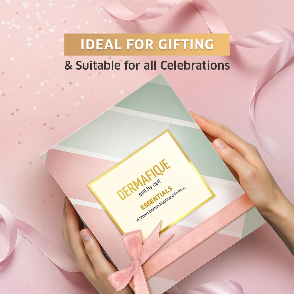 Dermafique Gift Essentials- A Smart Skincare Routine Gift Set of 3, Sunscreen, Face Wash, Face Cream, Gifts for Women & Men, Dermatologist Tested, Gift Item, Best Birthday, Anniversary Gift by ITC