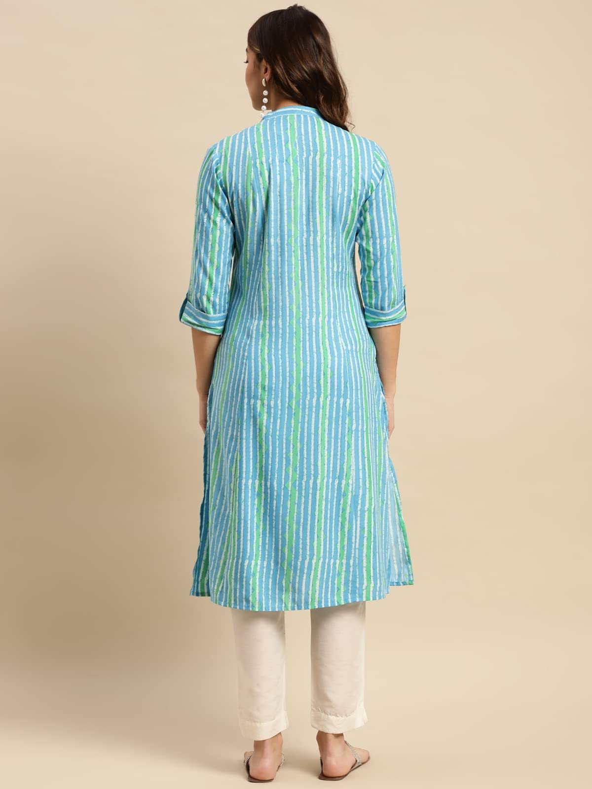 rangita Women Rayon Printed Calf Length Kalidar Kurti with Front Button Placket