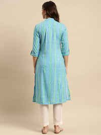 rangita Women Rayon Printed Calf Length Kalidar Kurti with Front Button Placket