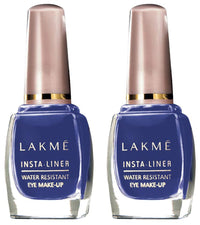 Lakmé Insta Liquid Eye Liner, Blue, Long Lasting Waterproof Liner with Brush for Even Strokes - Smudge Proof Eye Makeup, Does Not Fade, 9 ml (Pack of 2)