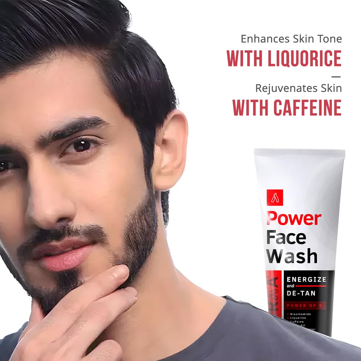 Ustraa De-Tan Face Scrub for Men, 100g | Exfoliation & Effective Tan Removal | No SLS & Power Face Wash - 200g - Energize & De-Tan | Helps Effectively Remove Tan, Brightens Skin