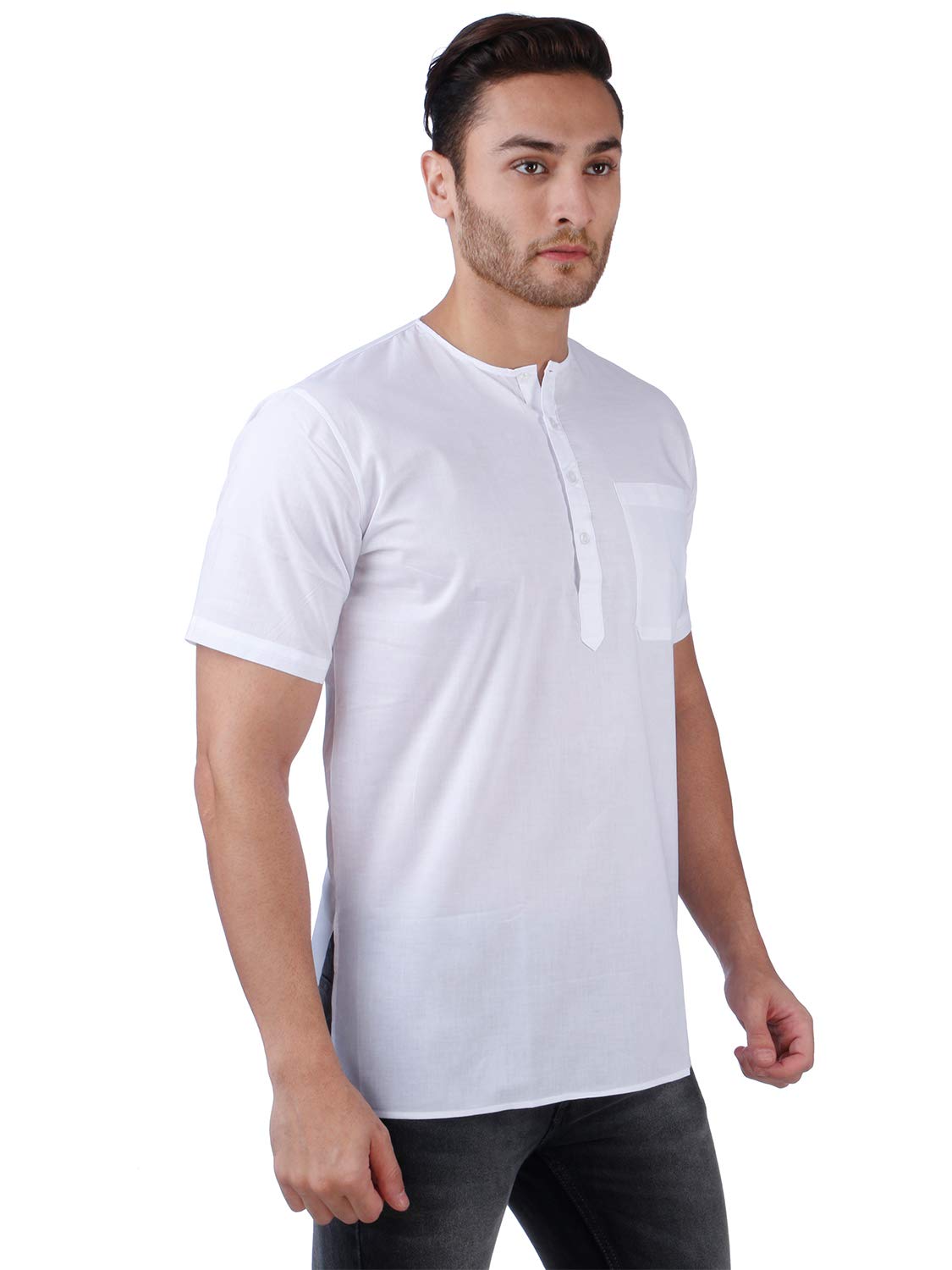 Rajubhai Hargovindas Men's  White Fine Cotton Short Kurta | Pack of 4 |