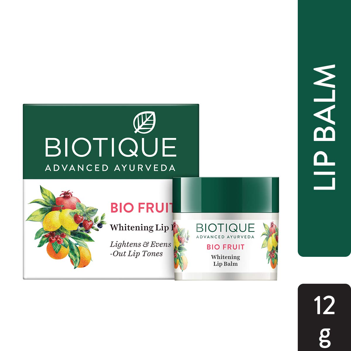 Biotique Bio Fruit Whitening Lip Balm, 12g And Biotique Bio Honey Gel Refreshing Foaming Face Cleanser, 120ml