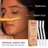 Sanfe Glide Reusable Face & Eyebrow Razor For Women | For Painless Hair Removal - Pack of 3 & Reusable Eyebrow Touch Up Hair Removing Face Razor For Women - Pack of 3