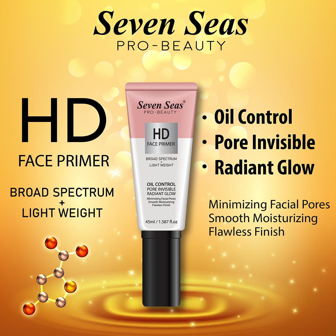 Seven Seas Hd Face Primer Oil Control Pore Invisible Radiant Glow |Smooth Moisturizing Flawless Finish | Long Lasting | light weight formula HD Face Primer