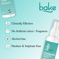 BAKE 5% Glycolic Acid Toner with Hyaluronic Acid | Targets Hyperpigmentation | Pore Tightening Toner for Face & Underarms | For Combination, Oily, Acne Prone Skin | Alcohol Free Toner | 100ml