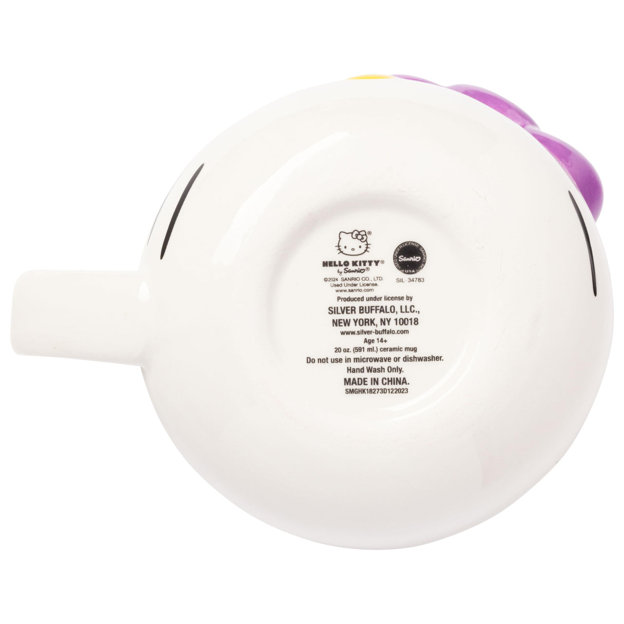 Silver Buffalo Sanrio Hello Kitty Classic Purple Bow Ceramic 3D Sculpted Mug, 20 Ounces