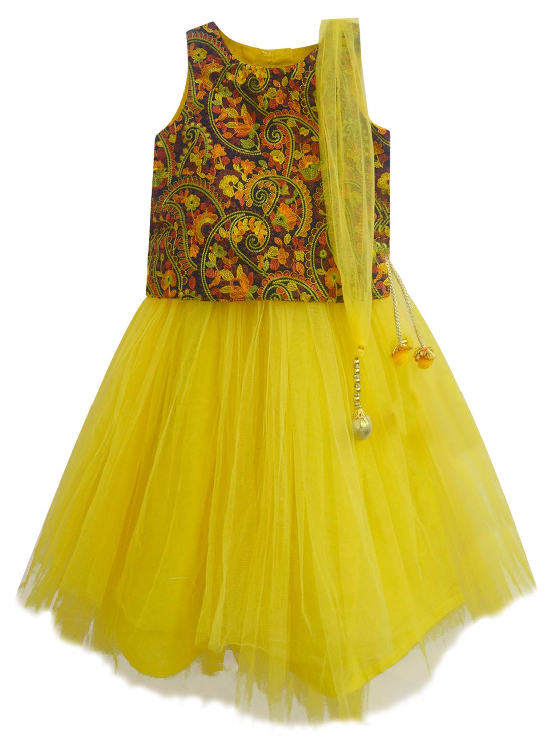 A.T.U.N Girls Lehenga Choli Multi-Turquoise