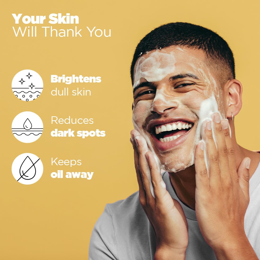 The Man Company Skin Brightening (Buy 1 Get 1) Vitamin C Face Wash- 75 ml Each with Turmeric and Niacinamide For Clean, Bright & Soft Skin I Oil Free Look I Unclog Pores,Instant Glow