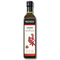 HESTHETIC Premium Cold Pressed Castor Oil – 250ml, 100% Pure & Natural, Promotes Hair Growth, Moisturizes Dry Skin, Anti-Inflammatory, Nourishing for Hair & Skin, Therapeutic Oil in Glass Bottle