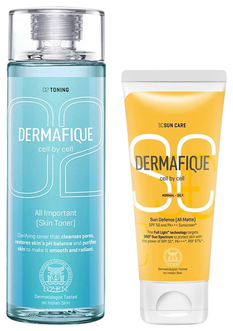 Dermafique All Important Skin Toner – 150ml Toner SPF 50 PA +++ Sunscreen 50g for Normal