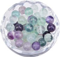 100Pcs Natural Crystal Beads Stone Gemstone Round Loose Energy Healing Beads with Free Crystal Stretch Cord for Jewelry Making (Flourite, 6MM) Flourite