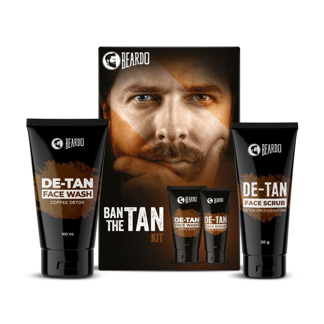 Beardo Ban the Tan Kit | Grooming kit for men | Detan Facewash for men with Coffee extracts & Vitamin E| Detan Face Scrub for Men | Gift Hamper | Gift for husband | Gift for boyfriend