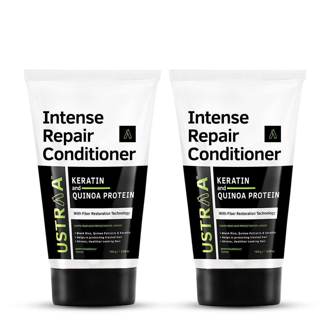 Ustraa Intense Repair Conditioner - 100 g - Set of 2 | Fiber Restoration Technology | Helps Protect & Restore Hair Bonds | with Black Rice, Quinoa Extracts & Keratin | No SLS, No Paraben