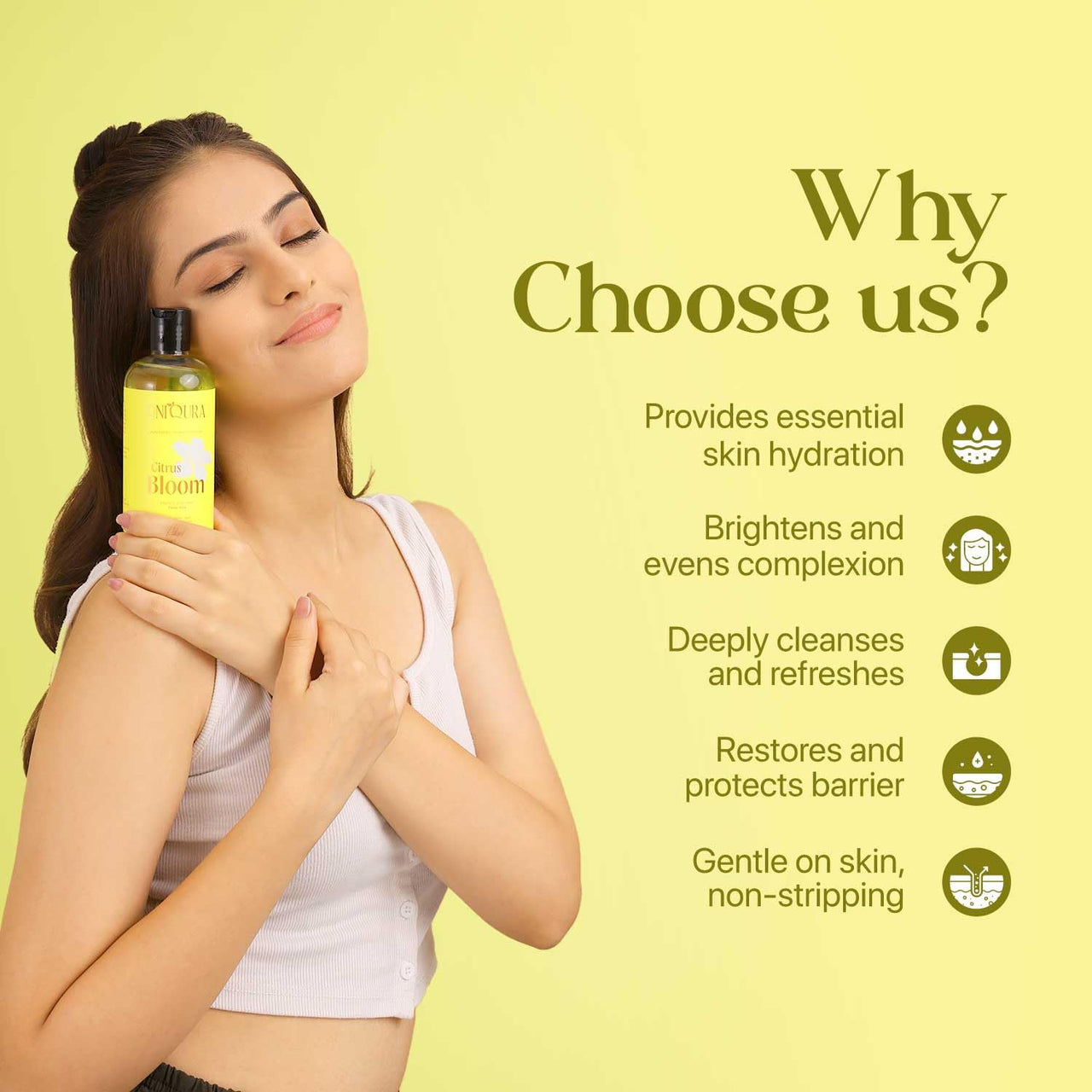 Uniqura Vitamin C Body Wash Shower Gel For Women With Yuzu Extract For Intense Moisturisation Brightens Skin, Evens-Tone & Reduces Sun Damage | Paraben & Sulphate Free Shower Gel For Men | Citrus Body Wash For Women 300Ml