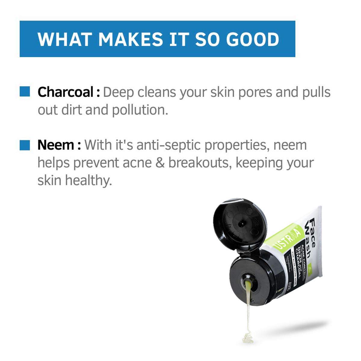 Ustraa Face Wash Acne Control - With Neem & Charcoal - 100g - Oil control, Prevents Acne & Night Cream - De-Tan & Anti-aging Cream for Men - 50g | for Effective Tan Removal