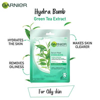 Garnier Skin Naturals, Green Tea, Face Serum Sheet Mask Green, 32g And Garnier Skin Naturals, Sakura White, Face Serum Sheet Mask (Pink, 32g)