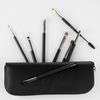 PAC Eye Series Synthetic Bristle Makeup Brush Set | Foundation, Blush, Eyeliner, Concealer, Eyeshadow Brushes with Makeup Brush Pouch | For Cream, Liquid And Powder Formulation - 8 Brushes