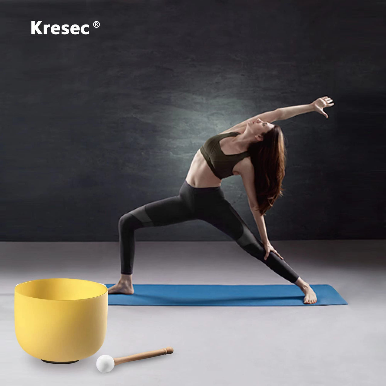 Kresec Yellow 10 Inch 440Hz Perfect Pitch Crystal Singing Bowl E Note (¡À10 cents) Solar Plexus Chakra with O-ring and Mallet for Meditation, Yoga, Spiritual and Body Healing and Energy Cleansing Yellow E Note