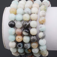 Massive Beads Natural Healing Power Gemstone Crystal Beads Unisex Adjustable Macrame Bracelets 8mm Multi-Color Amazonite