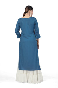 Fashion Dream Women Viscose Rayon Sequence Embroidered Straight Kurti