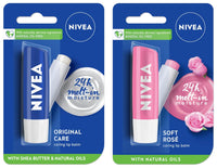 NIVEA Lip Balm, Original Care, 4.8g & NIVEA Lip Balm, Soft Rose, 4.8g