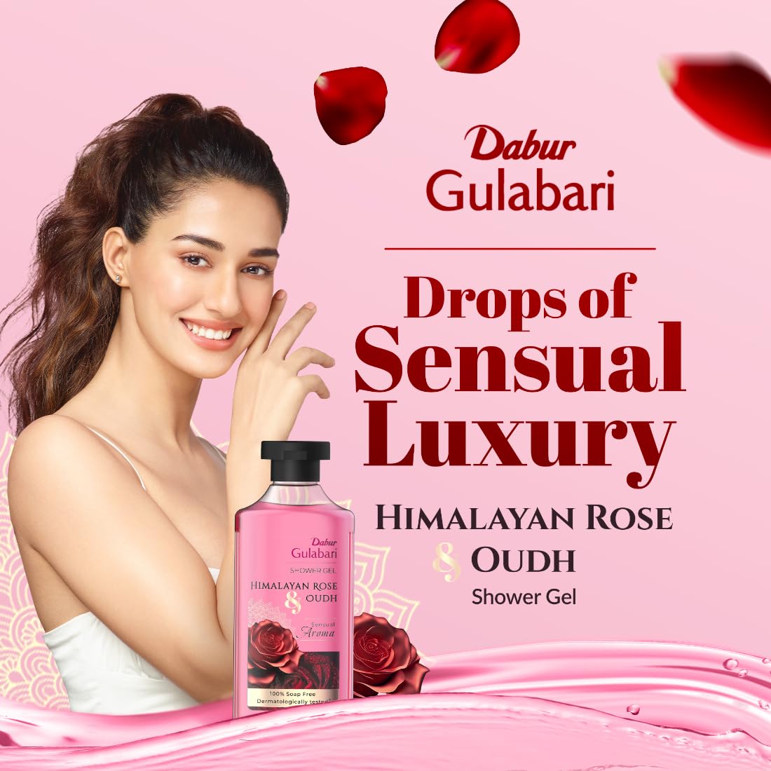 Dabur Gulabari Shower Gel-Himalayan Rose & Oudh - 250ml | Sensual Aroma | Luxurious body wash | Radiant Rose glow | No Parabens & Silicones | 99% Pure Glycerine | 100% soap free body wash