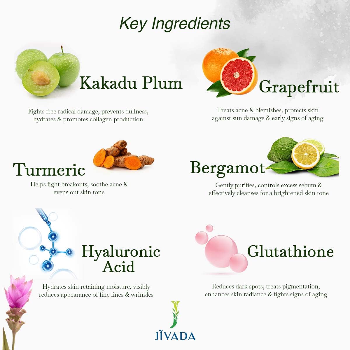 Jivada Face Serum | Vitamin C & Niacinamide for Glowing Skin | Anti-Acne, Brightening & Pore Care | Dermatologist Tested | Sulphate & Paraben Free | For Men & Women | 30ml