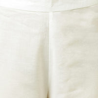 FIORRA Women's  Off White Pure Cotton Flared Kurta with Palazzo and Dupatta S