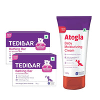Tedibar Moisturising Baby Bathing Bar 75g (Pack of 2) And Atogla Baby Cream 100g - By Torrent Pharma