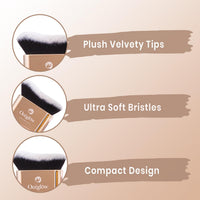 Oceglow Kabuki Brush | Professional Multi-Tasking Makeup Brush | Soft Dense Bristles | Gold Color | Easy to Use for Powder, Foundation, Blush, Shadow, Bronzer & Body.