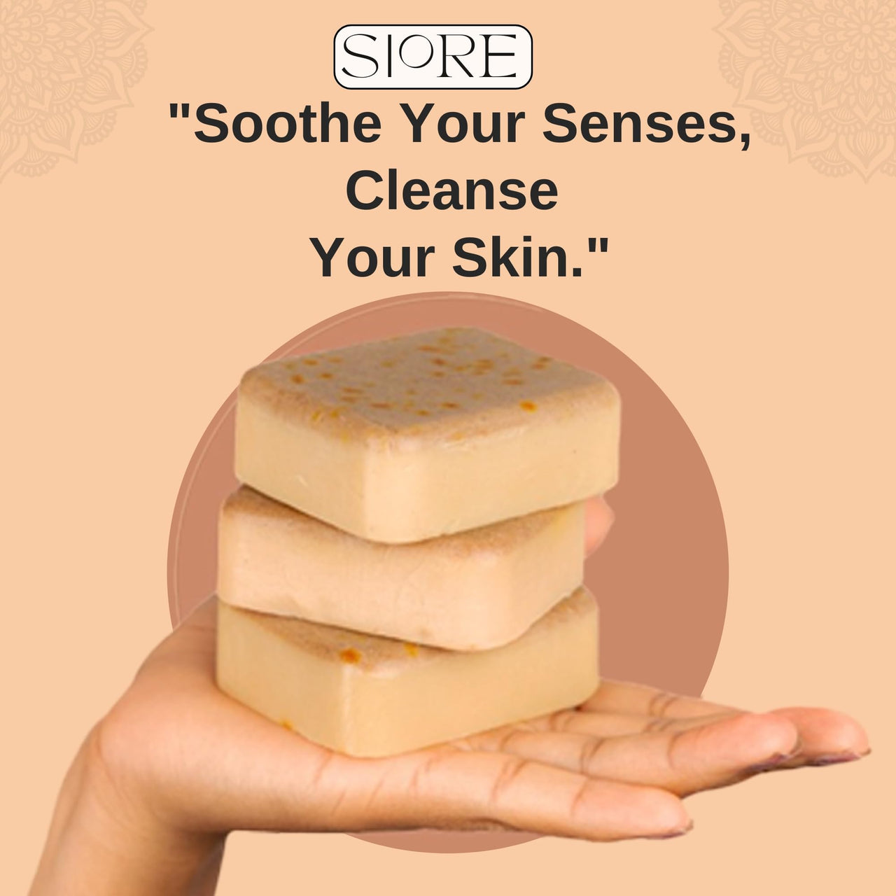 HarGhar Sandalwood & Saffron Bath Soap, 300g, Pack of 3, Handmade, Paraben Free