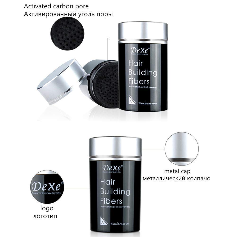 Dexe Hair Building Thickening Fibers For Man & Women, Black, 22 G - Grams