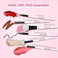 Shopaarel Easy Blendable Essential 12 Brush Professional Makeup Brush Set, Travel Size Cosmetic Brushes Kit for Face Foundation Blush Eye Shadow, Wooden Handle Synthetic Bristle