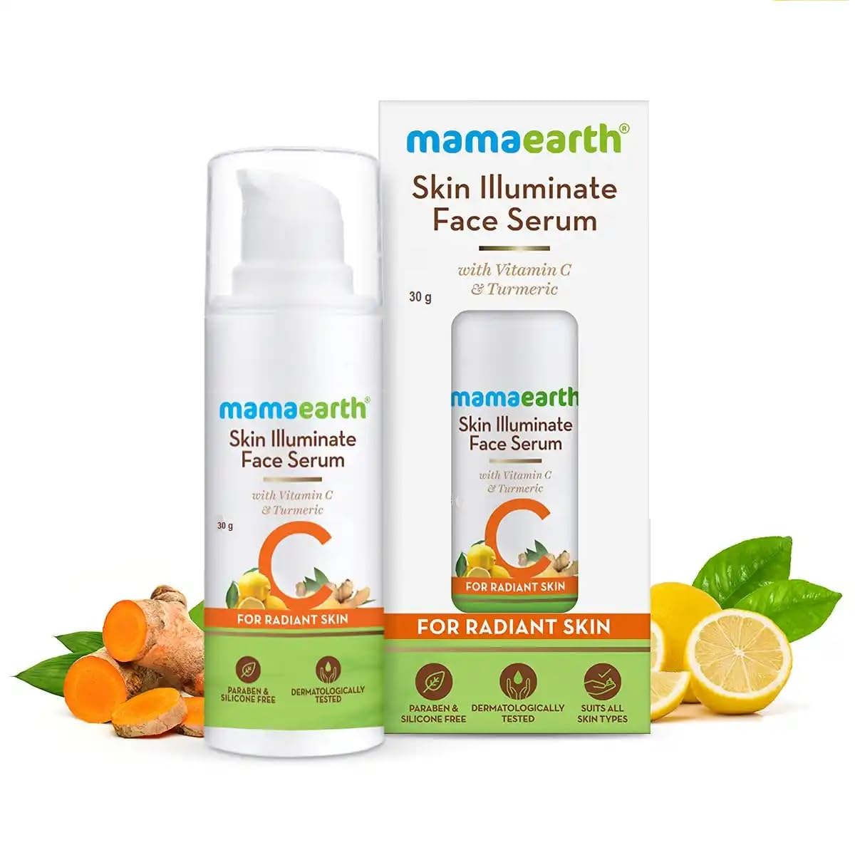 Mamaearth Skin Illuminate Vitamin C Face Serum For Glowing & Radiant Skin With High Potency Vitamin C & Turmeric For Unisex, 30g