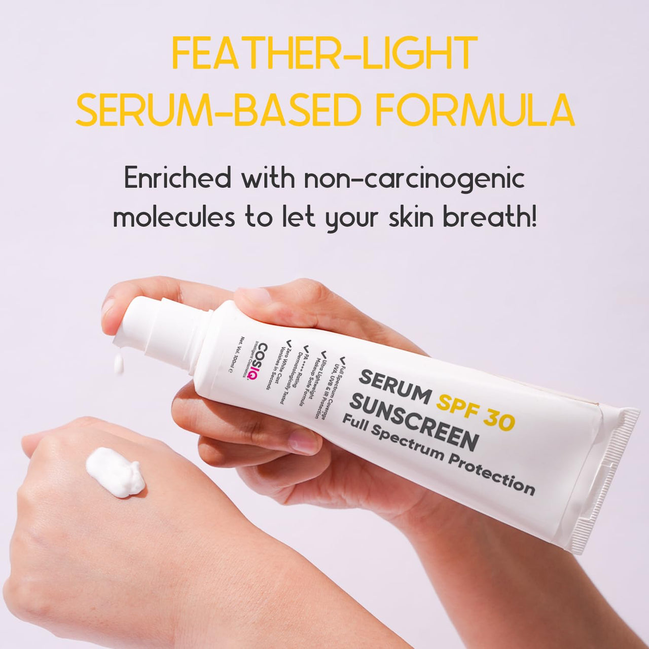 Cos-IQ Sunscreen SPF 30 PA++++ | Clinically Tested Lightweight | No White Cast | Broad Spectrum Serum-Based Sunscreen, UVA, UVB and IR Protection | For Women & Men | 100ml