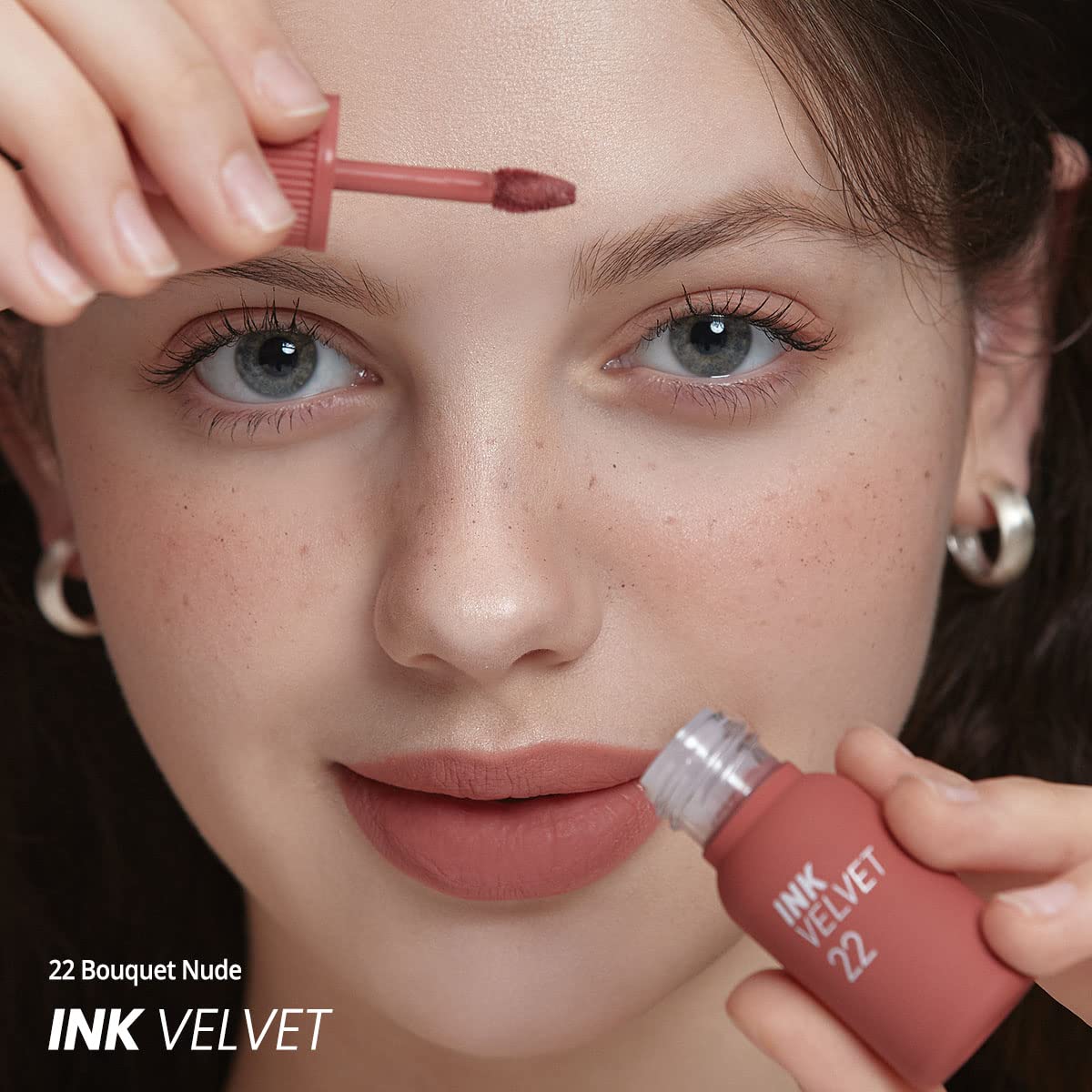 Peripera Ink the Velvet Lip Tint | High Pigment Color, Longwear, Weightless, Not Animal Tested, Gluten-Free, Paraben-Free (022 BOUQUET NUDE)
