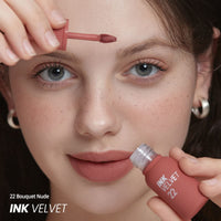 Peripera Ink the Velvet Lip Tint | High Pigment Color, Longwear, Weightless, Not Animal Tested, Gluten-Free, Paraben-Free (022 BOUQUET NUDE)