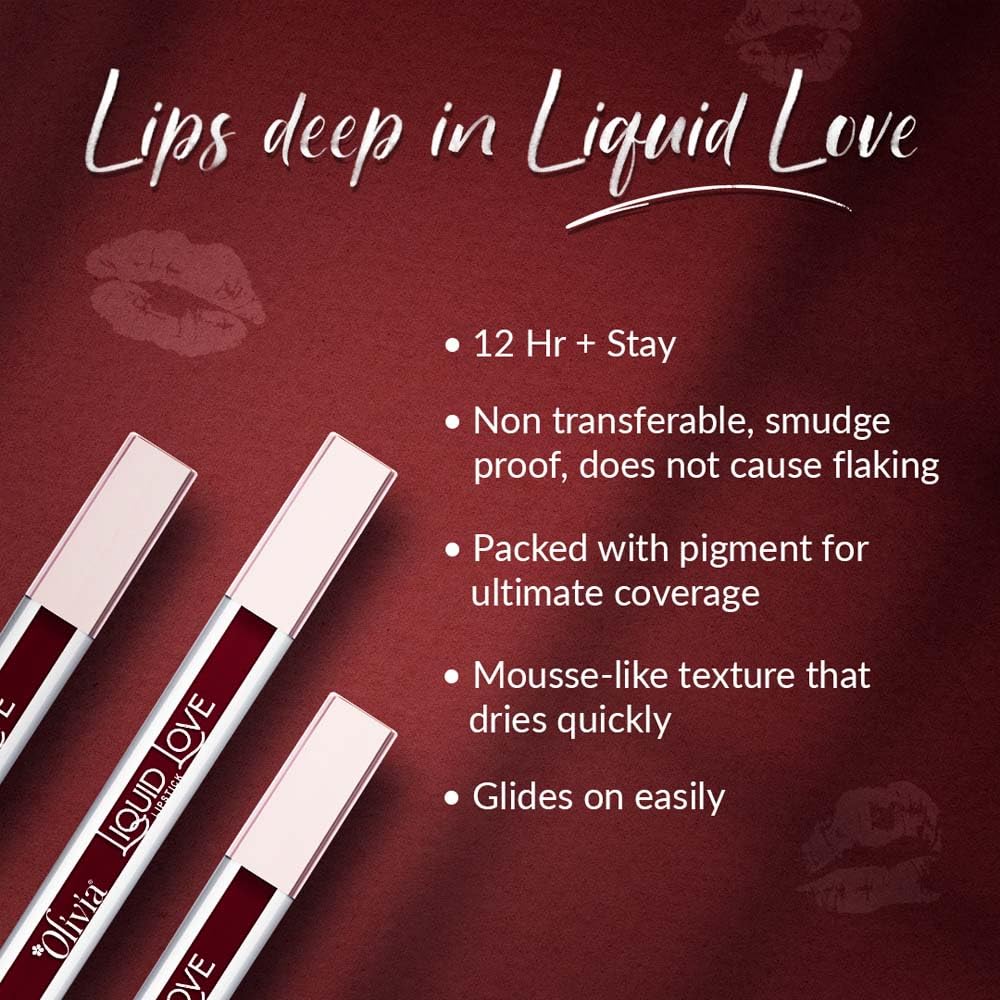 Oliva Liquid Lipstick, 12HR Long-lasting Matte Lipstick, Non Transfer, High Coverage, Water & Smudge Proof, Light Weight & Cruelty-Free - 2ml (Mul-Mul Berry 4)