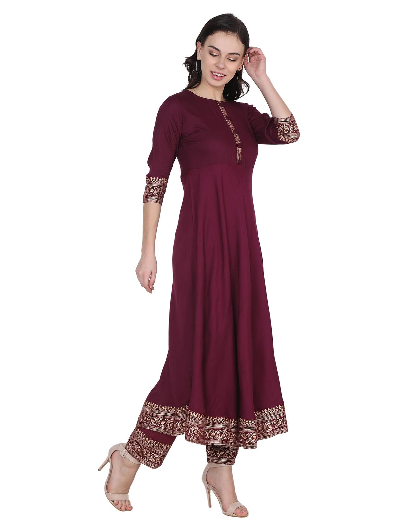 VASTRAMANIAA Women's  Rayon Kurta Palazzo Ethnic Set