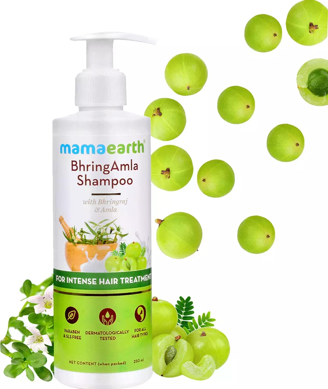 Mamaearth BhringAmla Shampoo for dry & frizzy hair with Bhringraj & Amla for Intense Hair Treatment – 250 ml