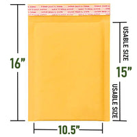 #5 Kraft Bubble Mailers 10.5x16 Inches Shipping Padded Envelopes Self Seal Waterproof Cushioned Mailer 10 Pack, Gold (KBMVR_10.5X16-10) #5 10.5X16