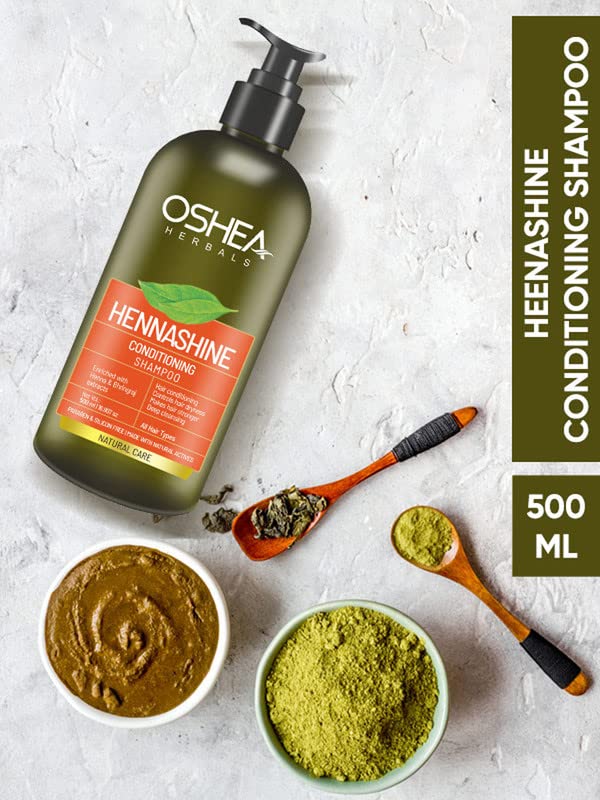 Oshea Herbals Heenashine Conditioning Shampoo | Controls Dryness & Makes Hair Stronger with Deep Cleansing | Enriched with Henna & Bhringraj 500 ml