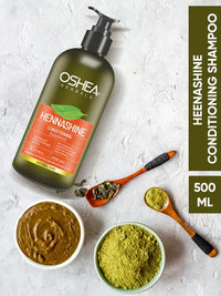 Oshea Herbals Heenashine Conditioning Shampoo | Controls Dryness & Makes Hair Stronger with Deep Cleansing | Enriched with Henna & Bhringraj 500 ml