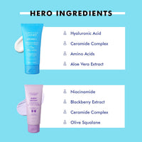 Conscious Chemist Daily Hydration Skincare Routine Kit For Normal To Dry Skin | Pack of 4 | 24H Hydration | Hyaluronic Acid | Face Wash, Serum, Face Moisturiser, Sunscreen