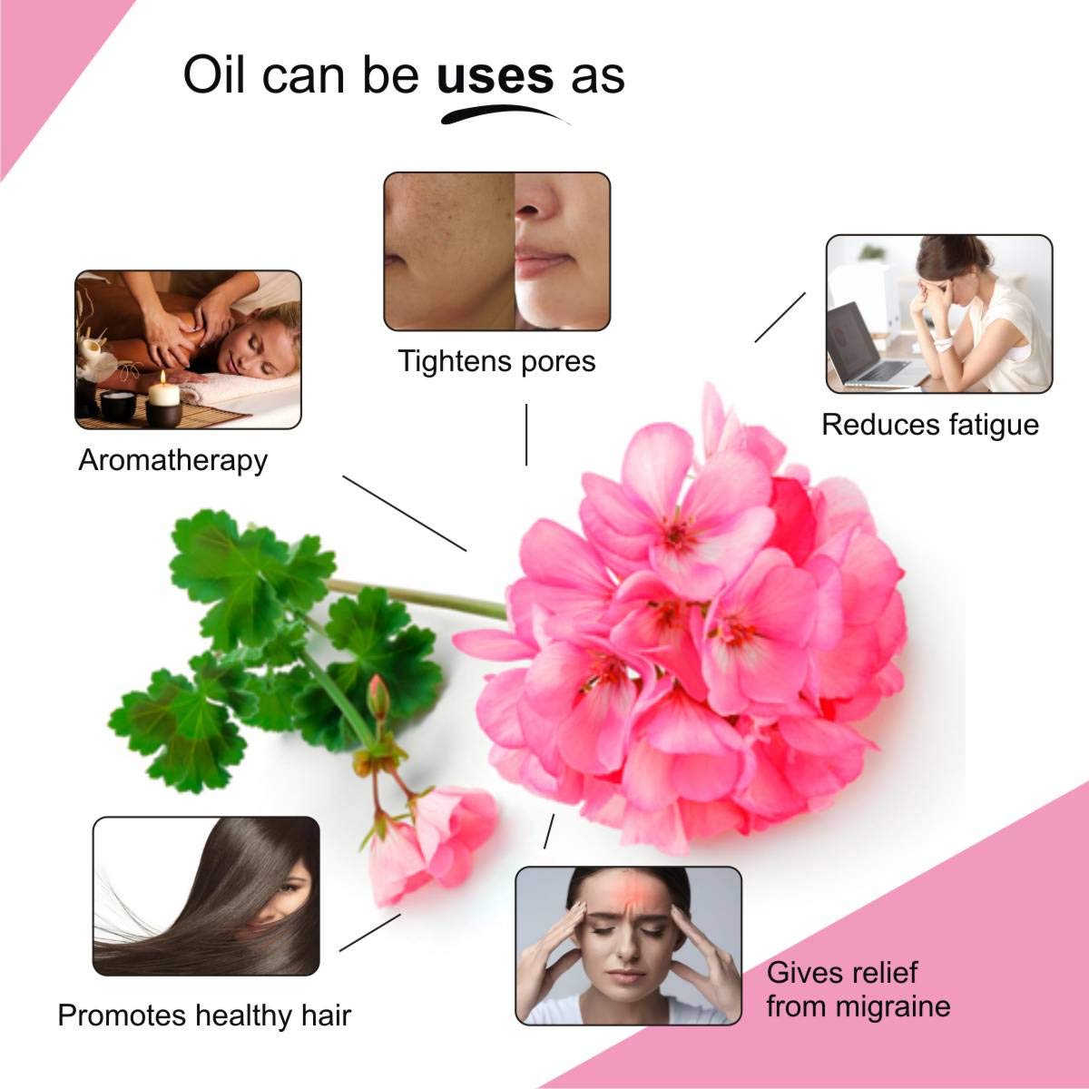 Indus Valley 100% Pure Natural & Organic, Undiluted Geranium Essential Oil with Glass Dropper for Skin, Hair Care -15ml