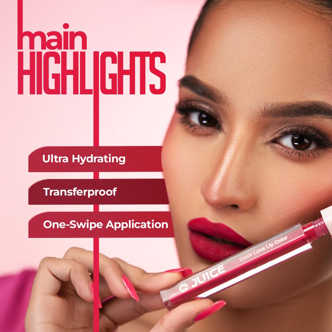 Juice Red Rebel - M01 Kiss Sensation Lipstick & Bare all Nude - M18 Color Luxe Liquid Lipstick with Goodness of Bio Retinol, & SPF 15 UV Protection